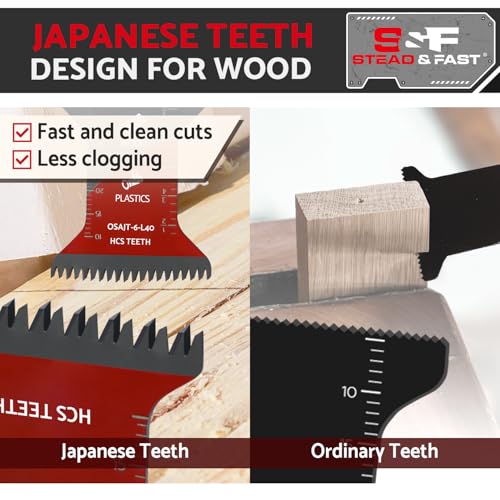 STEAD & FAST 6 PCS Wood Oscillating Saw Blades, Japanese Teeth Curved Edge